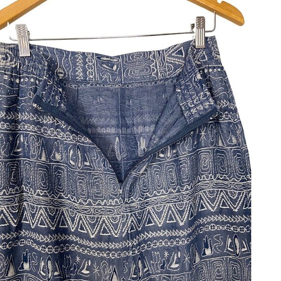 Vintage Bohemian Rayon Midi Skirt with Tribal Print - Picture 6 of 6